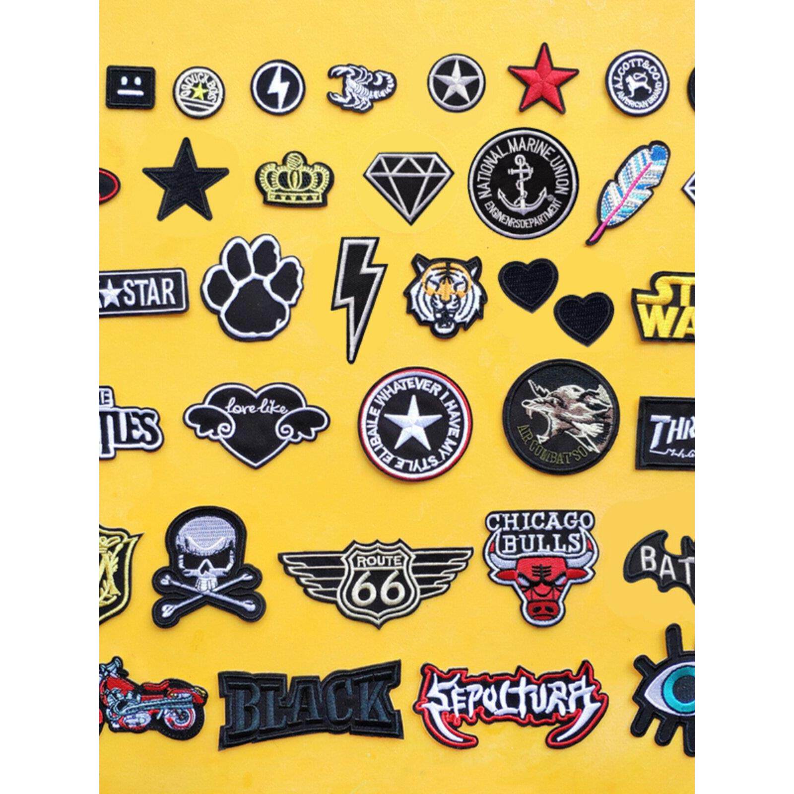 羽绒衣服自粘补丁贴黑色印花布贴破洞修补装饰贴免缝无痕衣服贴花