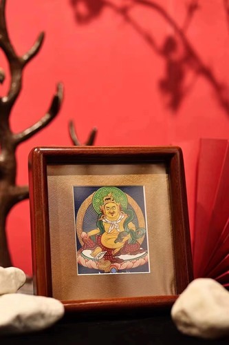 热贡唐卡包邮实木摆件黄财神