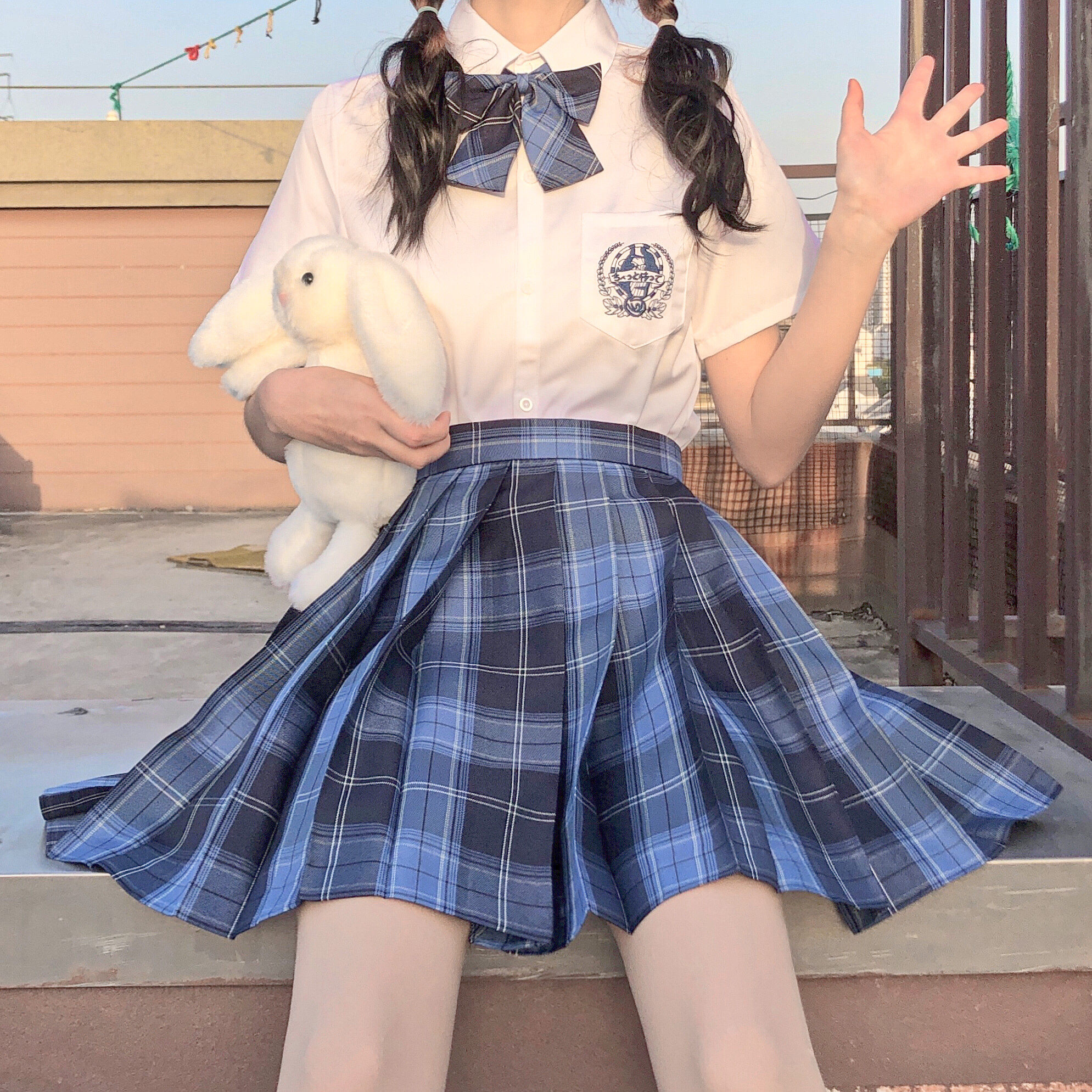 jk制服套装原创正版温柔一刀女格短裙百褶春夏季a字纯欲半身裙子