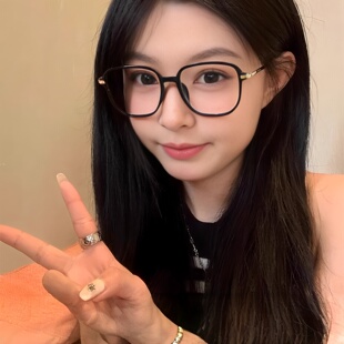 韩系黑框近视眼镜女高级感素颜显瘦防蓝光tr90镜框复古金属架框架
