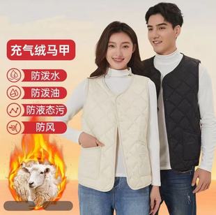 羽绒马甲女短款秋冬新款修身轻薄保暖内穿背心配大衣V领羊毛内胆