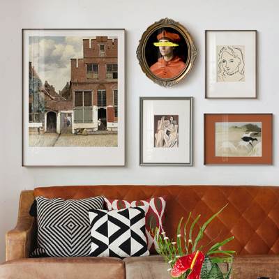 欧式客厅高档艺术组合装饰画复古小众创意挂画样板房别墅墙面壁画图片