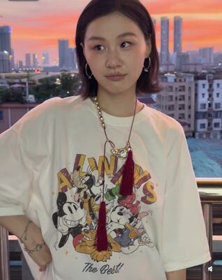 明星金靖同款女卡通印花T恤女夏美式复古宽松oversize短袖上衣