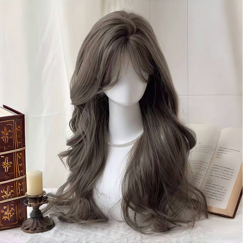 薄荷米棕大波浪长卷发整顶全头套