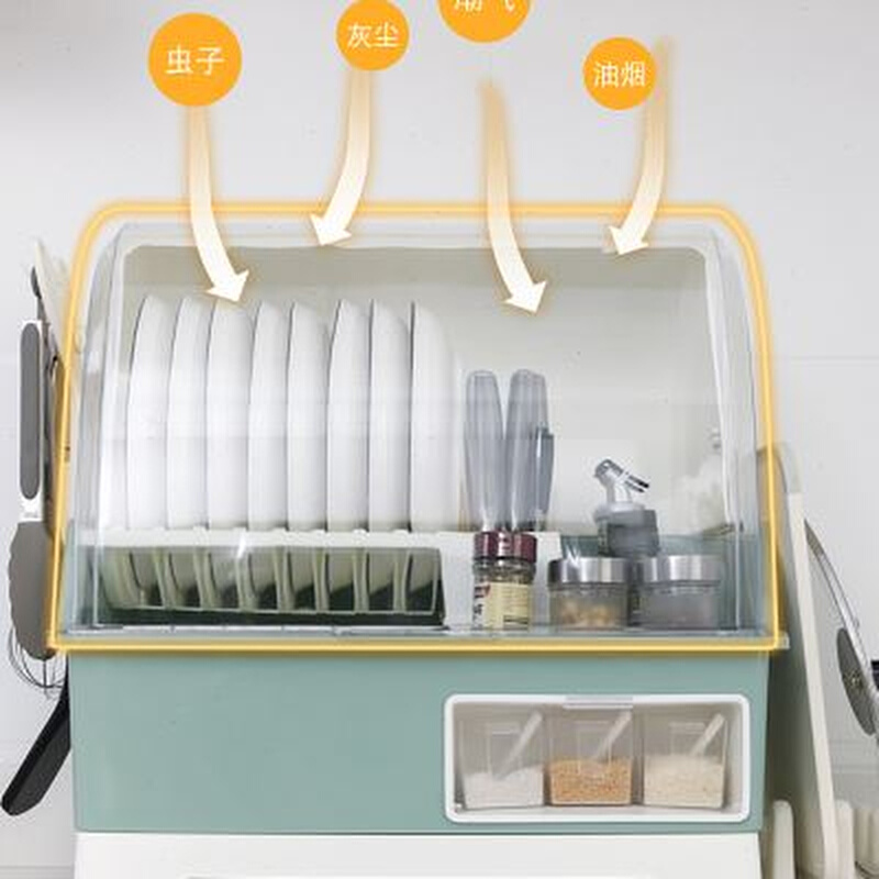盘子碗置物架餐具收纳碗柜沥水碗架厨房碗架沥水架碗碟收纳盒带盖