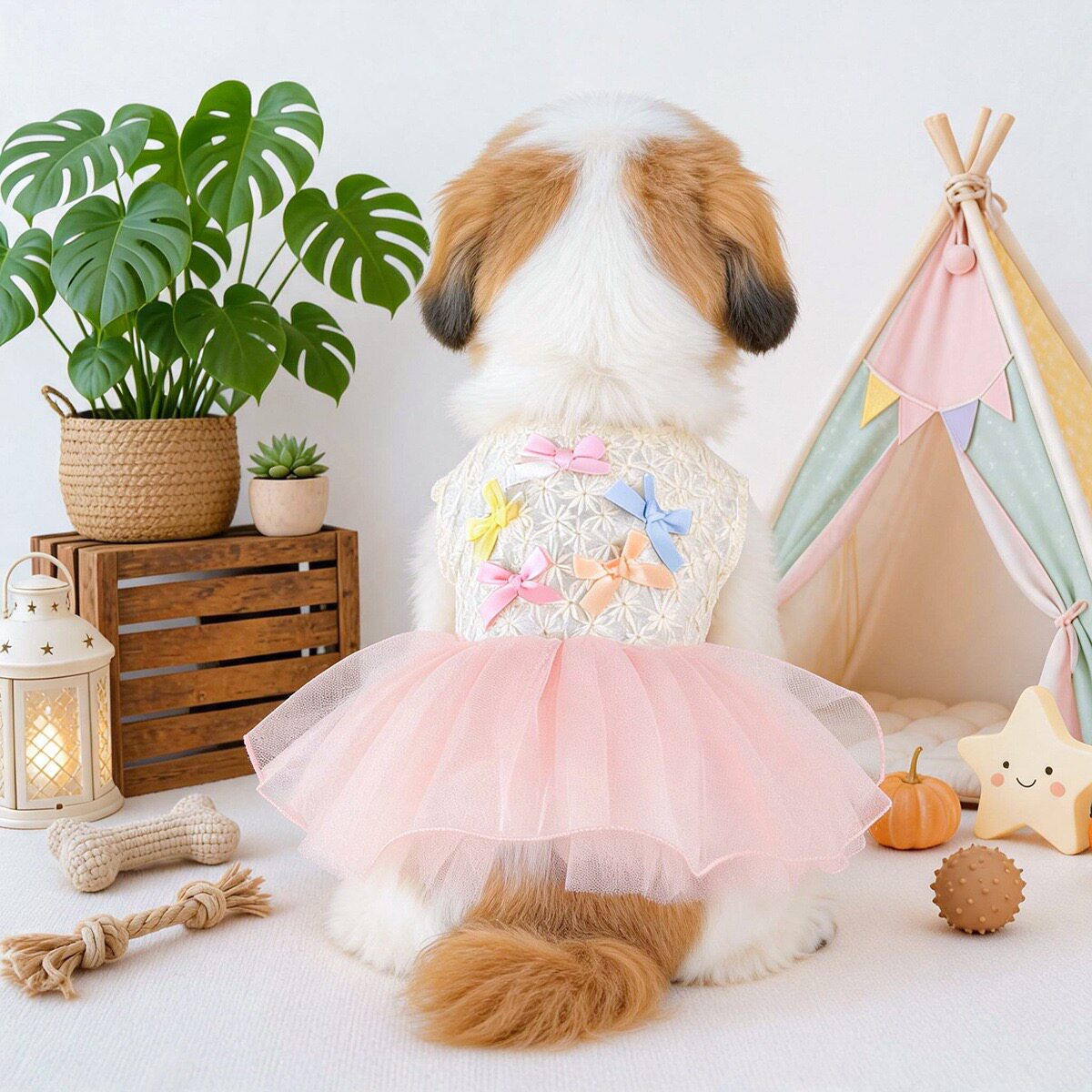 狗狗衣服春夏薄款猫咪公主蓬蓬纱裙粉嫩蝴蝶结礼服小型犬宠物比熊