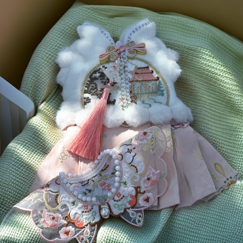 龙腾马面裙宠物衣服古风结婚陪嫁狗狗唐装汉服喜庆披肩猫咪可牵引