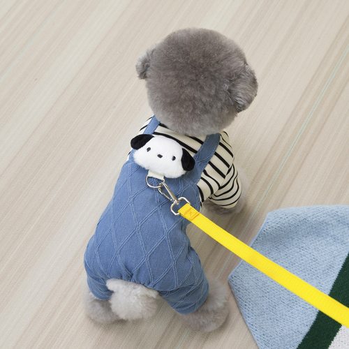 狗狗衣服秋冬装厚款可牵引扣牛仔四腿加绒棉衣小型犬宠物泰迪比熊
