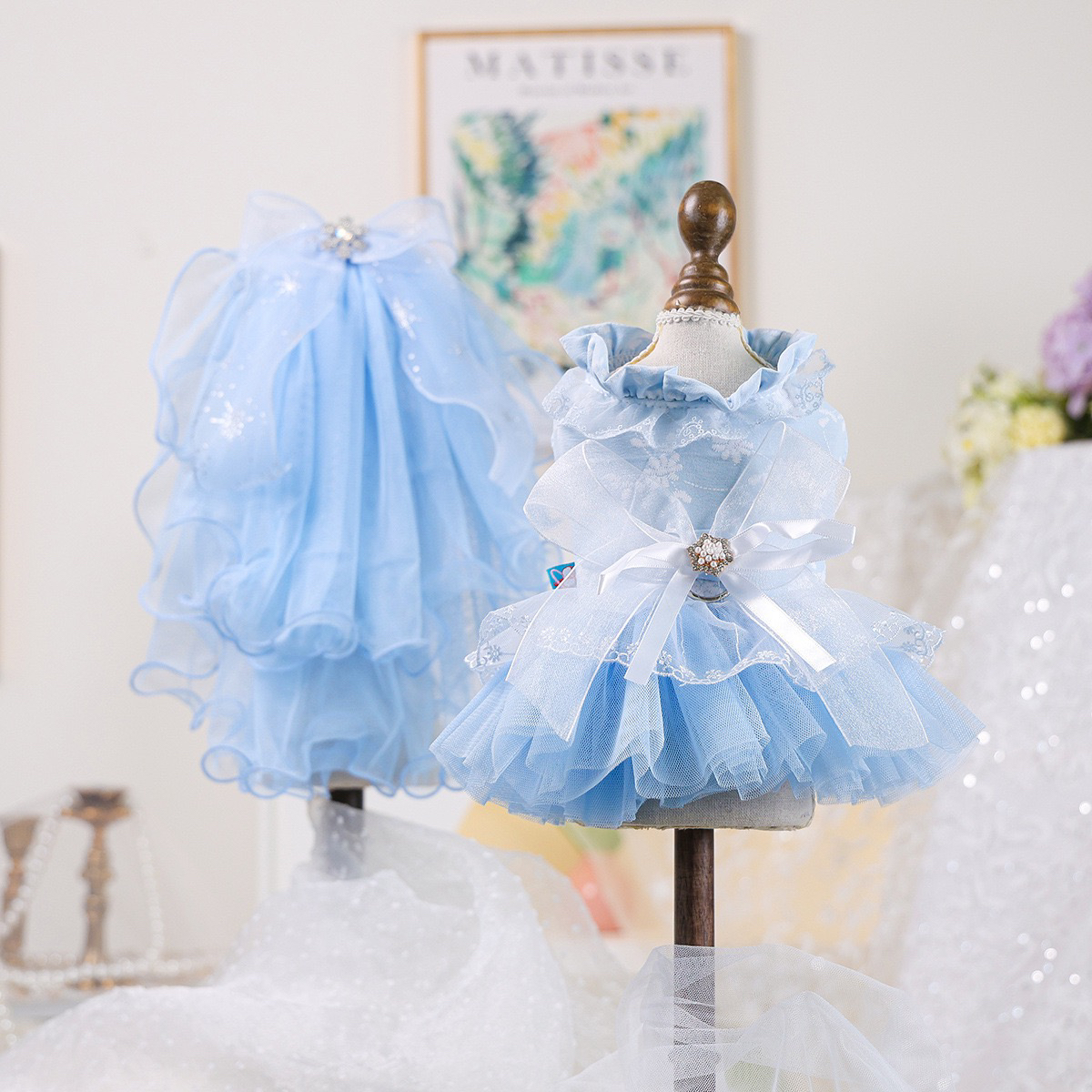 狗狗衣服春夏薄款猫咪公主纱裙华尔兹婚纱礼服小型犬泰迪宠物比熊