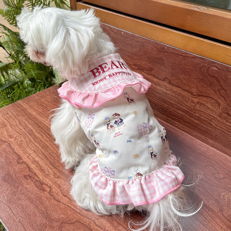 宠物冬季厚棉服猫咪小型犬狗狗泰迪比熊羽绒服夹棉马甲带牵引扣