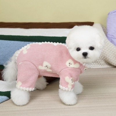 狗狗衣服秋冬装厚款包肚护肚子四腿绒衣绝育服小型犬泰迪宠物比熊