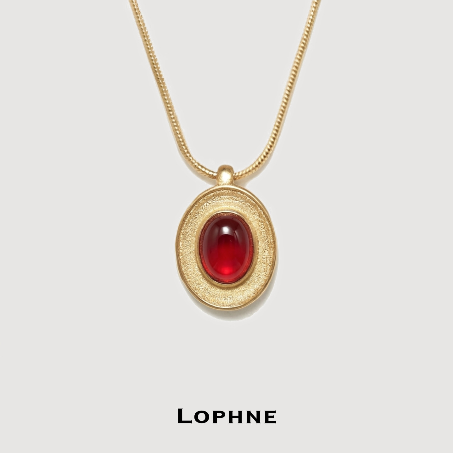 LOPHNE 百搭实用纯银k金项链 石榴石红宝石新中式礼物新年毛衣链