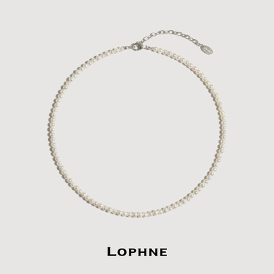 LOPHNE 光泽感天然淡水圆小米珍珠项链 女轻奢锁骨链高级串珠颈链