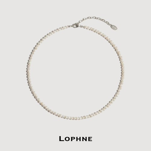 LOPHNE 光泽感天然淡水圆小米珍珠项链 女轻奢锁骨链高级串珠颈链