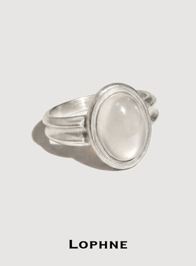 LOPHNE纯银双棱戒白玛瑙