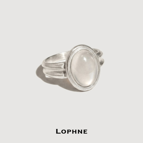 LOPHNE纯银双棱戒白玛瑙