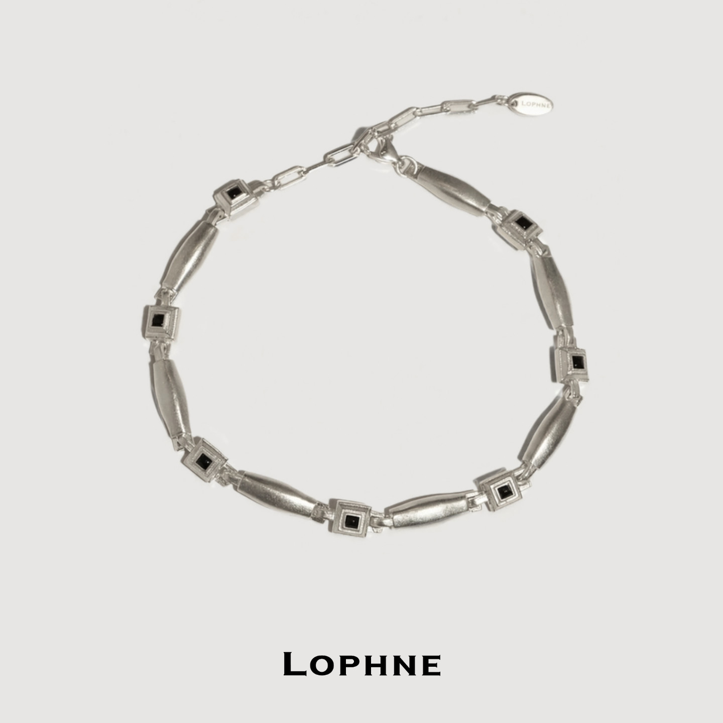 LOPHNE 重工黑玛瑙复古高级感显品味手链 纯银气质送礼长期主义