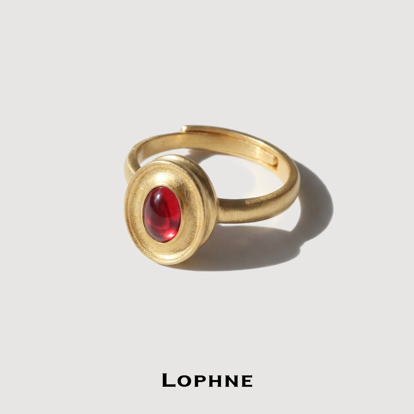LOPHNE 复古简约石榴石红宝石纯银k金戒指精致小众设计新年新中式
