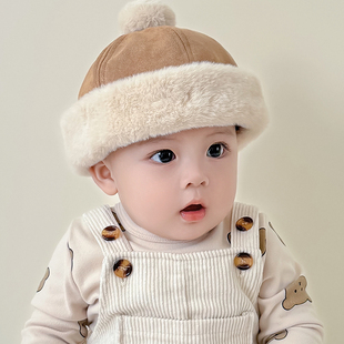 宝宝帽子地主帽秋冬韩系女童瓜皮帽子洋气婴儿雅痞帽冬款男童儿童