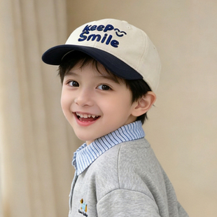 韩版撞色棒球帽儿童字母刺绣鸭舌帽男女童旅游户外运动遮阳帽子潮