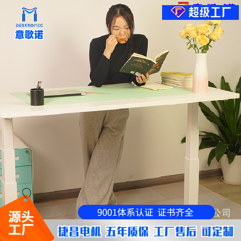 Deskromic捷昌三节双电机快装意歌诺办公电动升降桌电脑桌实木