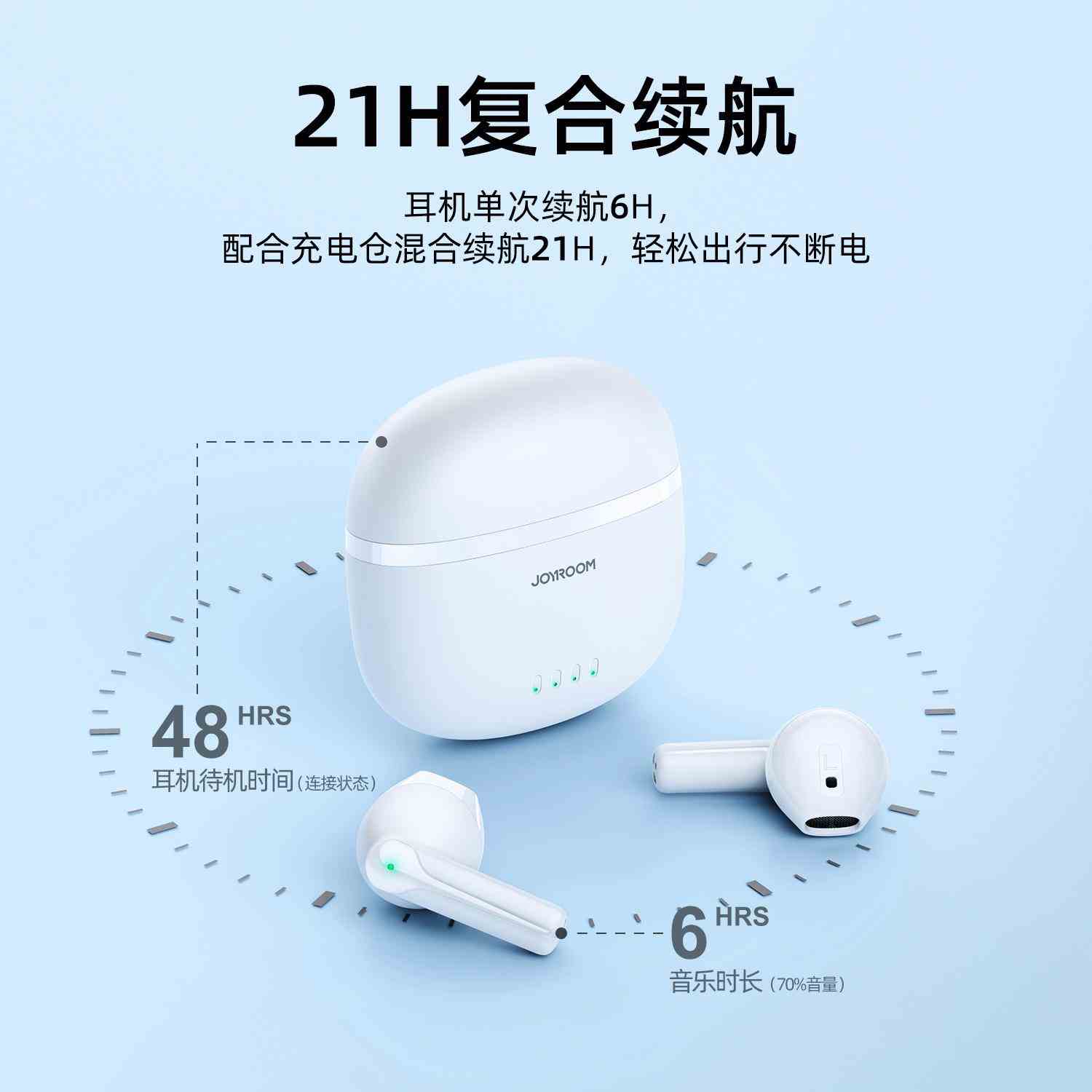 Joyroom/机乐堂 100新品真无线双唛降噪蓝牙耳机双耳立体音半入耳