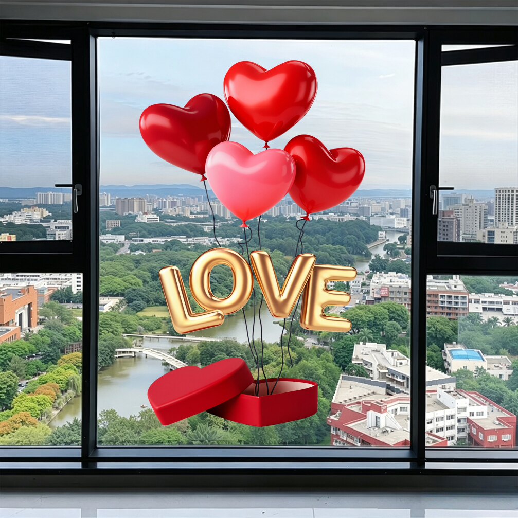 气球婚房静电贴纸窗花LOVE浪漫结婚布置氛围装饰喜庆玻璃喜字贴画