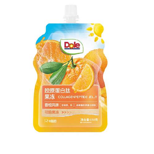 乐Dole可吸零果冻胶原蛋白肽果冻香橙IFZ味150g3袋0脂饱腹都解馋*