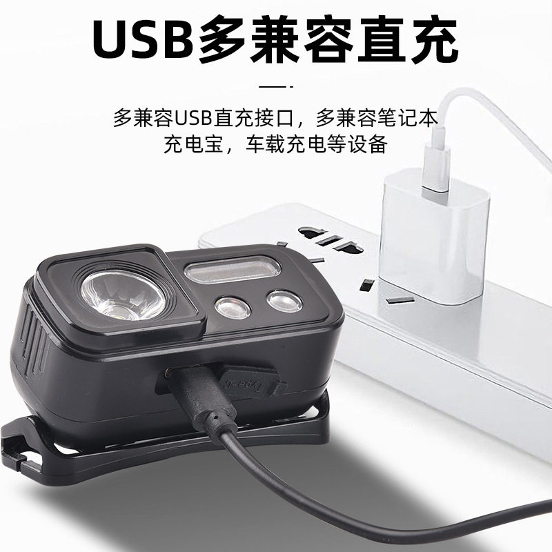 感应头灯强光USB充电夜晚