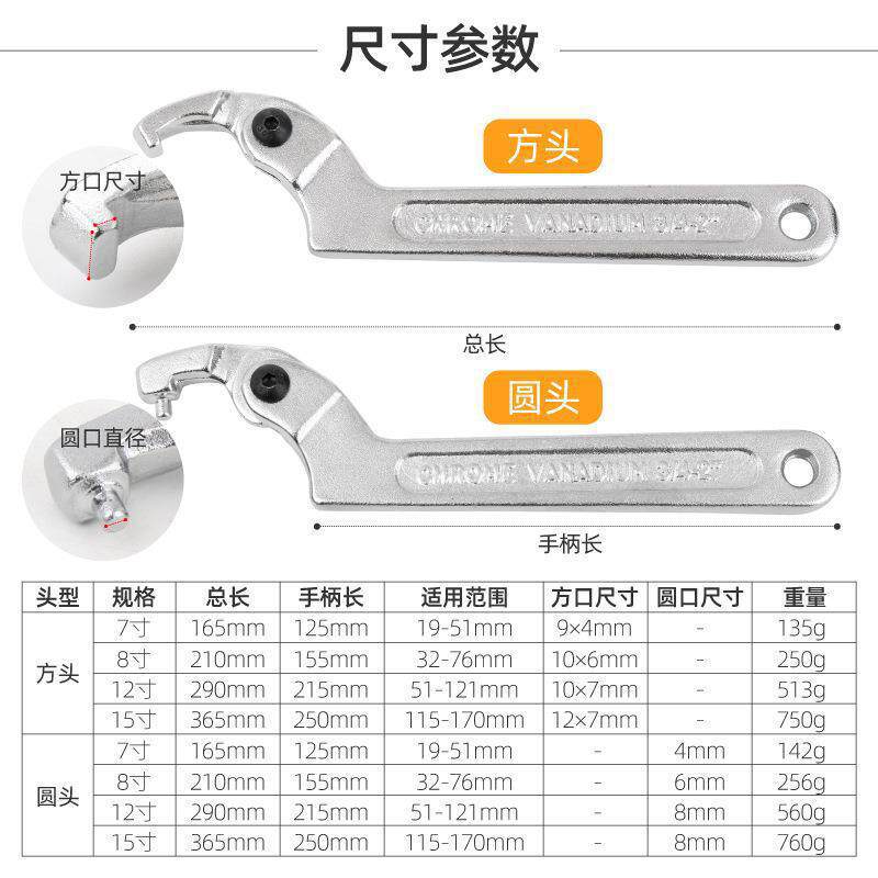 多功能水表扳手勾头月牙