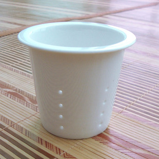 水杯茶叶内胆过滤网配件全瓷孔分离泡茶壶茶杯茶隔茶漏陶瓷带盖