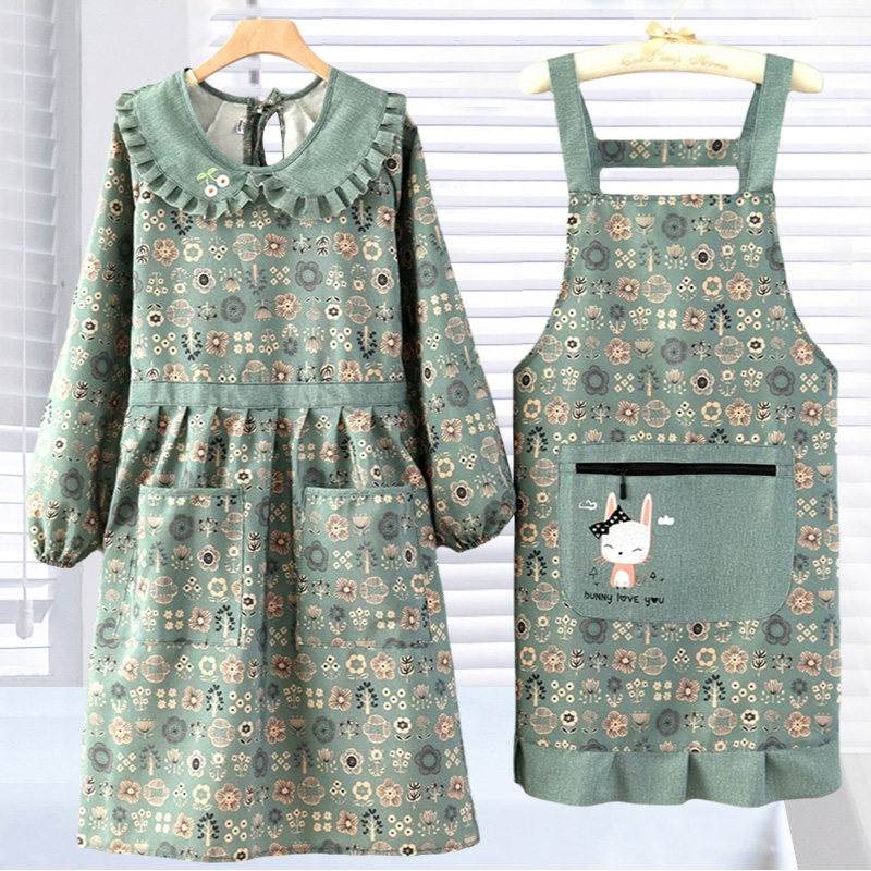 帆布新款长袖围裙女公主风洋气防污罩衣厨房家用大人做饭耐磨工作,家庭/个人清洁工具,围裙,淘宝优惠券,粉丝福利购,淘宝优惠卷