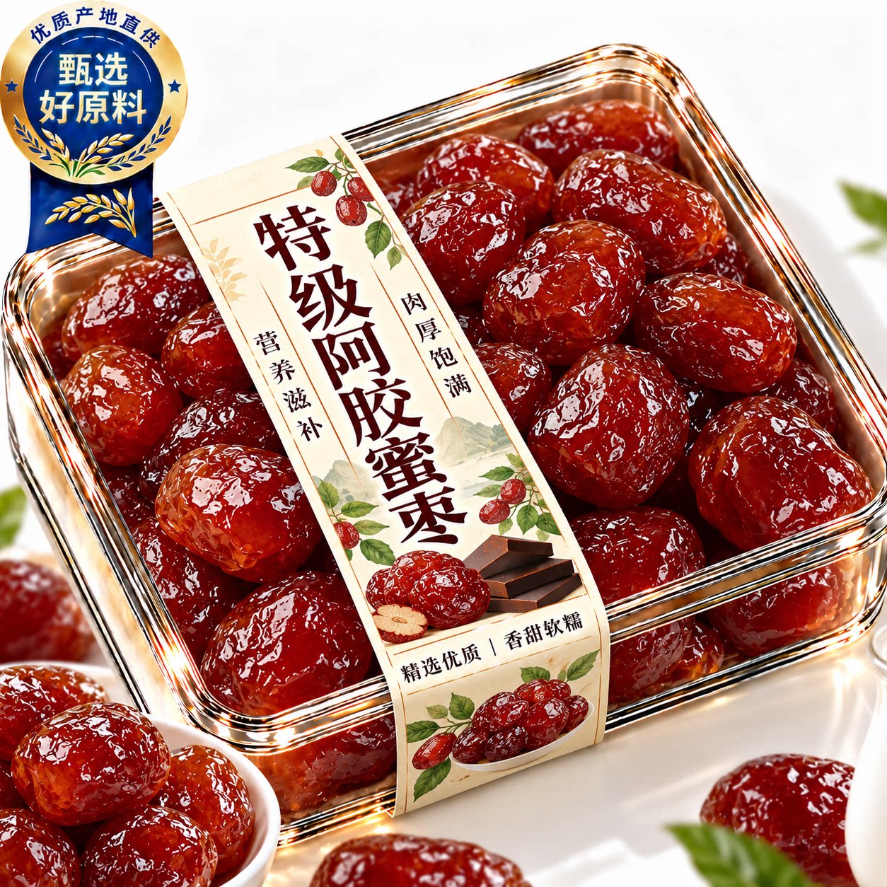 阿胶蜜枣特级无核金丝蜜枣水晶枣灰枣蜜饯果脯新疆红枣休闲零食
