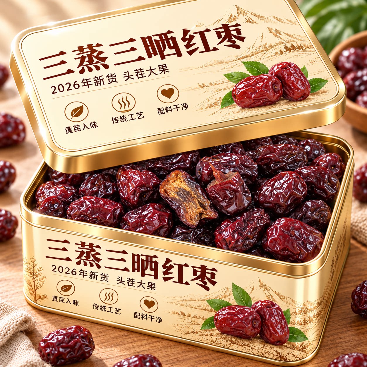 正宗新疆三蒸三晒黄芪红枣官方旗舰店26新货若羌特级灰枣独立包装