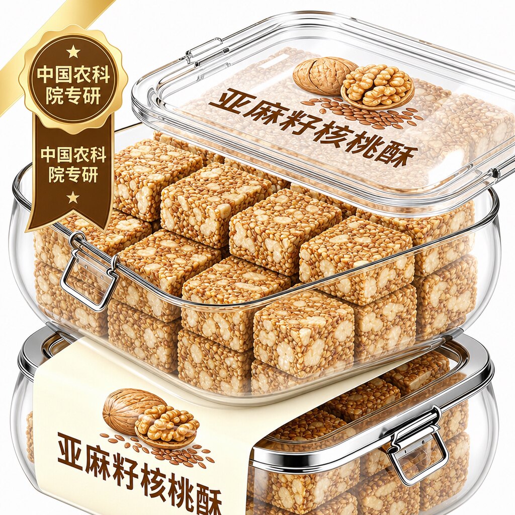 亚麻籽核桃酥无糖精正宗官方旗舰店独立包装糖尿人零食病食品专用图片