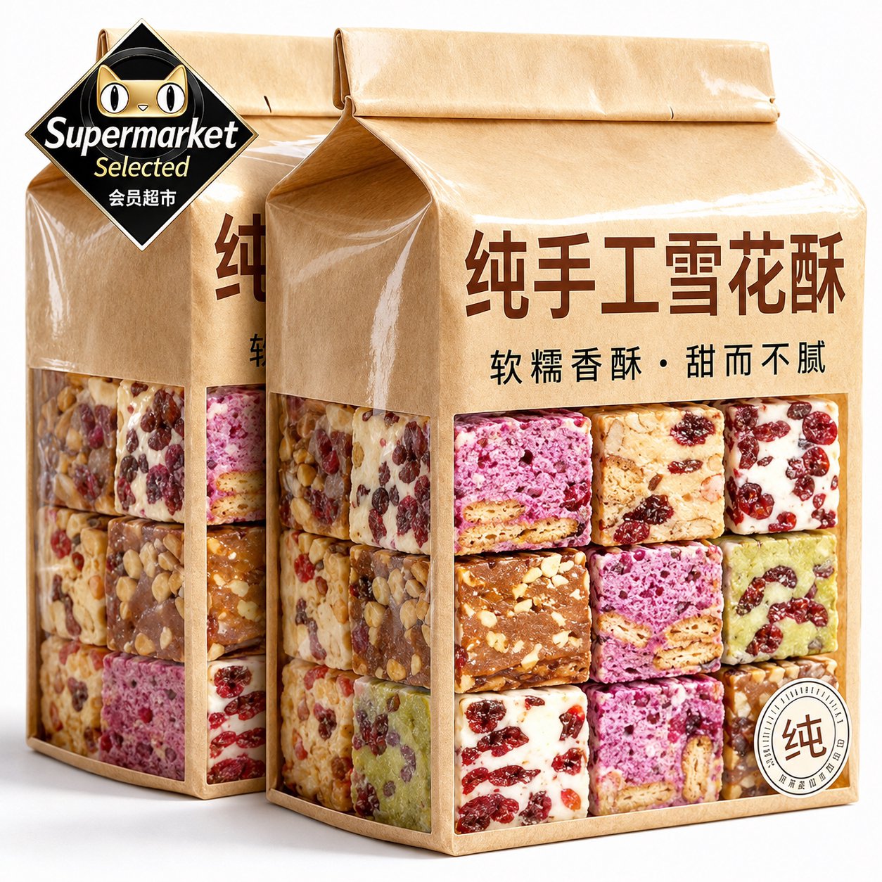 纯手工制作雪花酥饼干巧克力原材料草莓羊奶芙沙琪玛糕点零食小吃图片