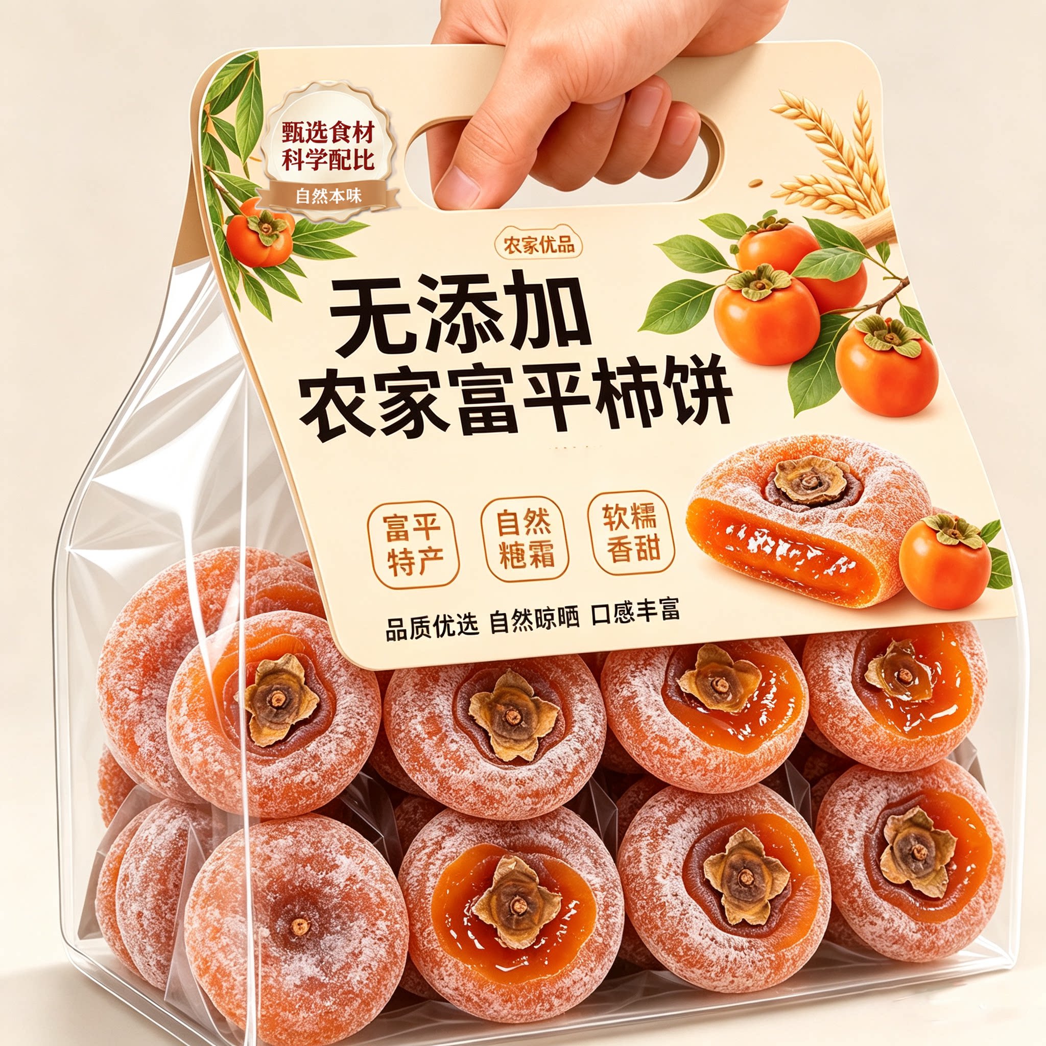 【头茬新货】富平圆柿饼吊新鲜头茬老树柿子柿饼流心霜降正宗糖心