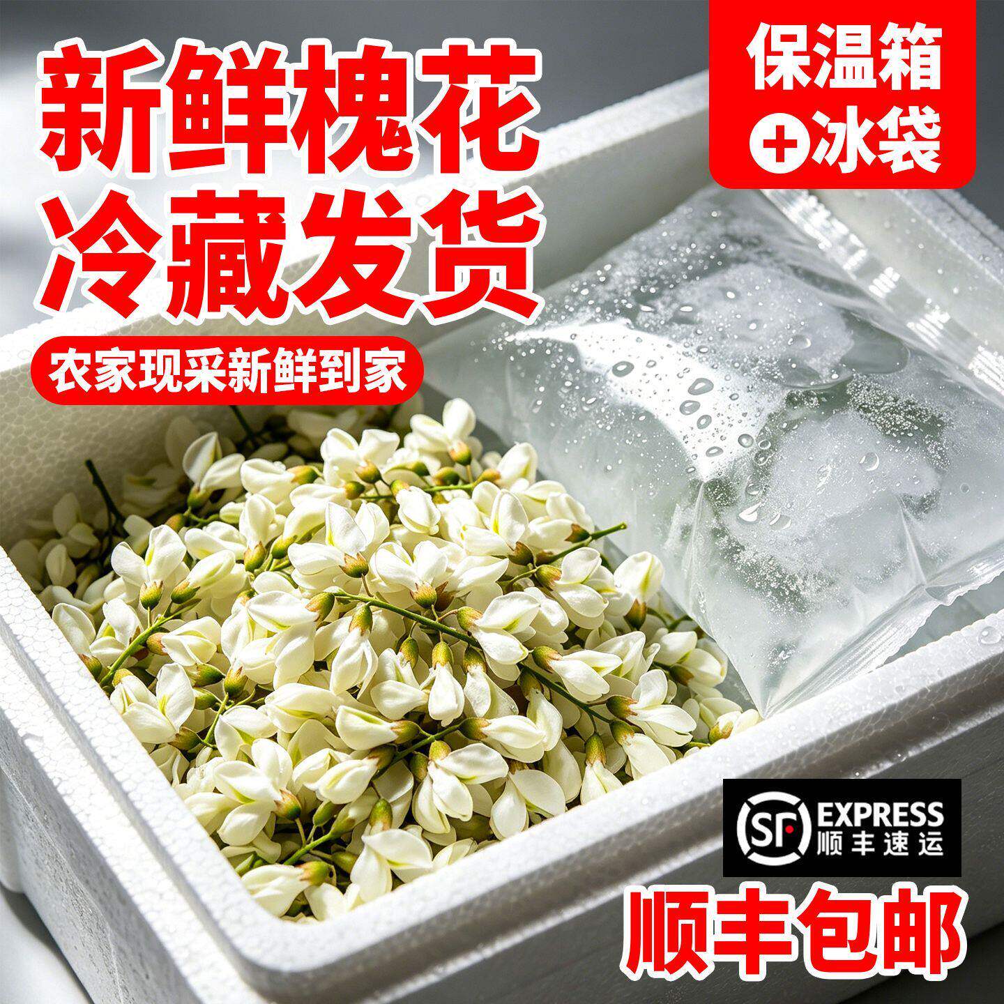 【顺丰上门】2026野生新鲜现摘洋槐花槐树花冷链发货河南当季野菜