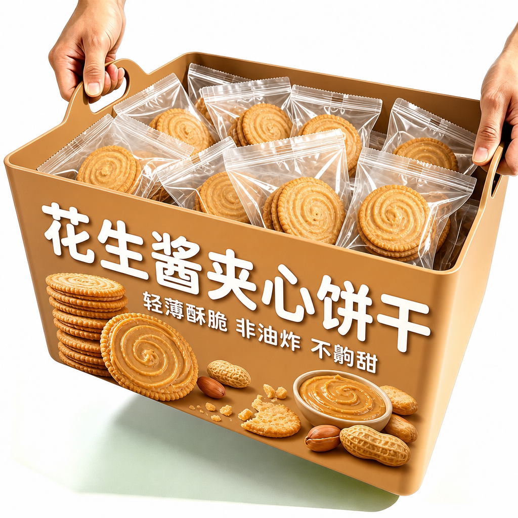 马来西亚进口花生酱夹心饼干薄脆饼干盒装酥脆饼解馋饼干休闲零食