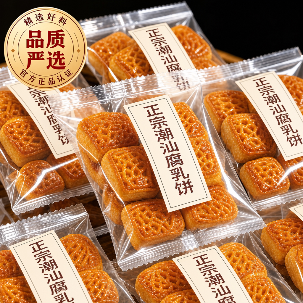 正宗潮州老字号腐乳饼潮汕特产小吃纯手工南腐乳咸香肉馅饼鸡仔饼