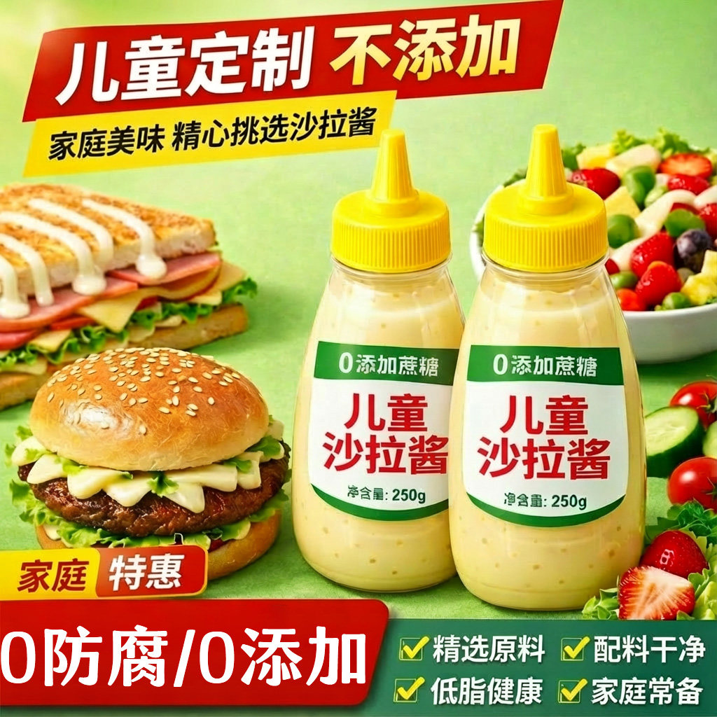 0添加儿童沙拉酱蔬菜水果专用官方旗舰店蜂蜜芥末烘焙汉堡专用酱