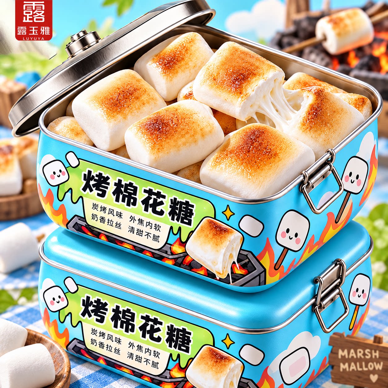 自嗨炉烤棉花糖套装官方旗舰店碳烤棉花糖大块DIY套装露营烧烤