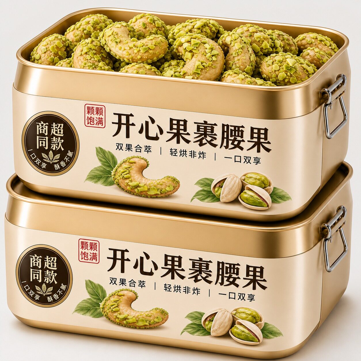 开心果裹腰果官方旗舰店正品原味无添加孕妇休闲解馋零食批发散装图片