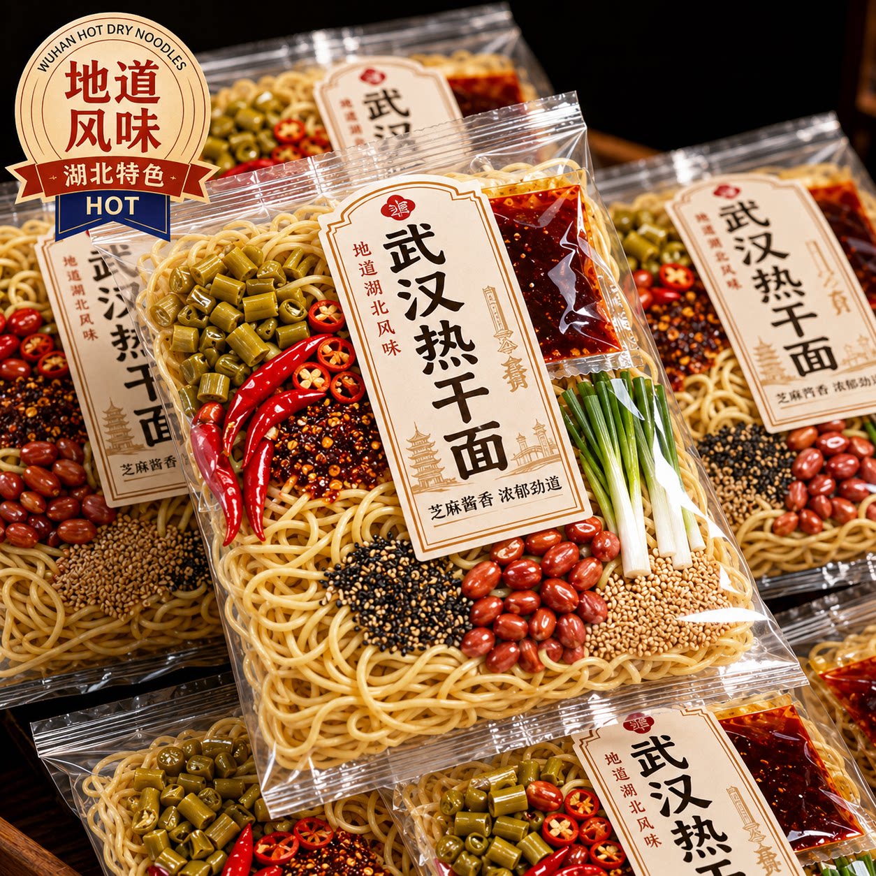 正宗武汉热干面官方旗舰店芝麻酱方便拌面特产早餐速食包邮酱料包