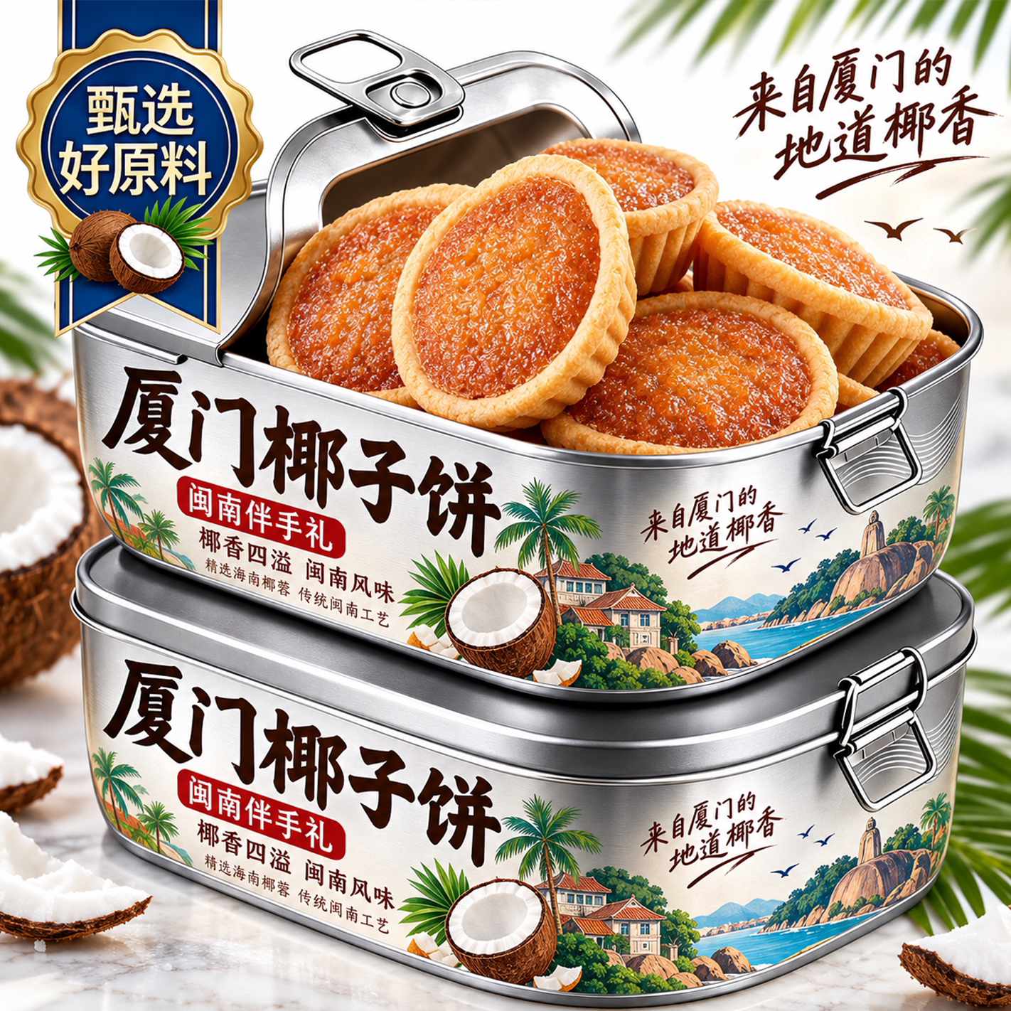厦门椰子饼芝士黄油味巧克力味椰蓉酥饼干早餐小零食特产官方旗舰