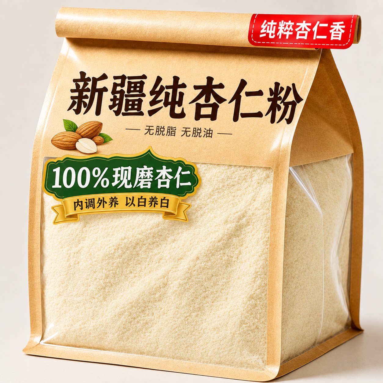 新疆甜杏仁粉官方旗舰店熟南杏仁烘焙专用生原味无添加纯天然现磨图片