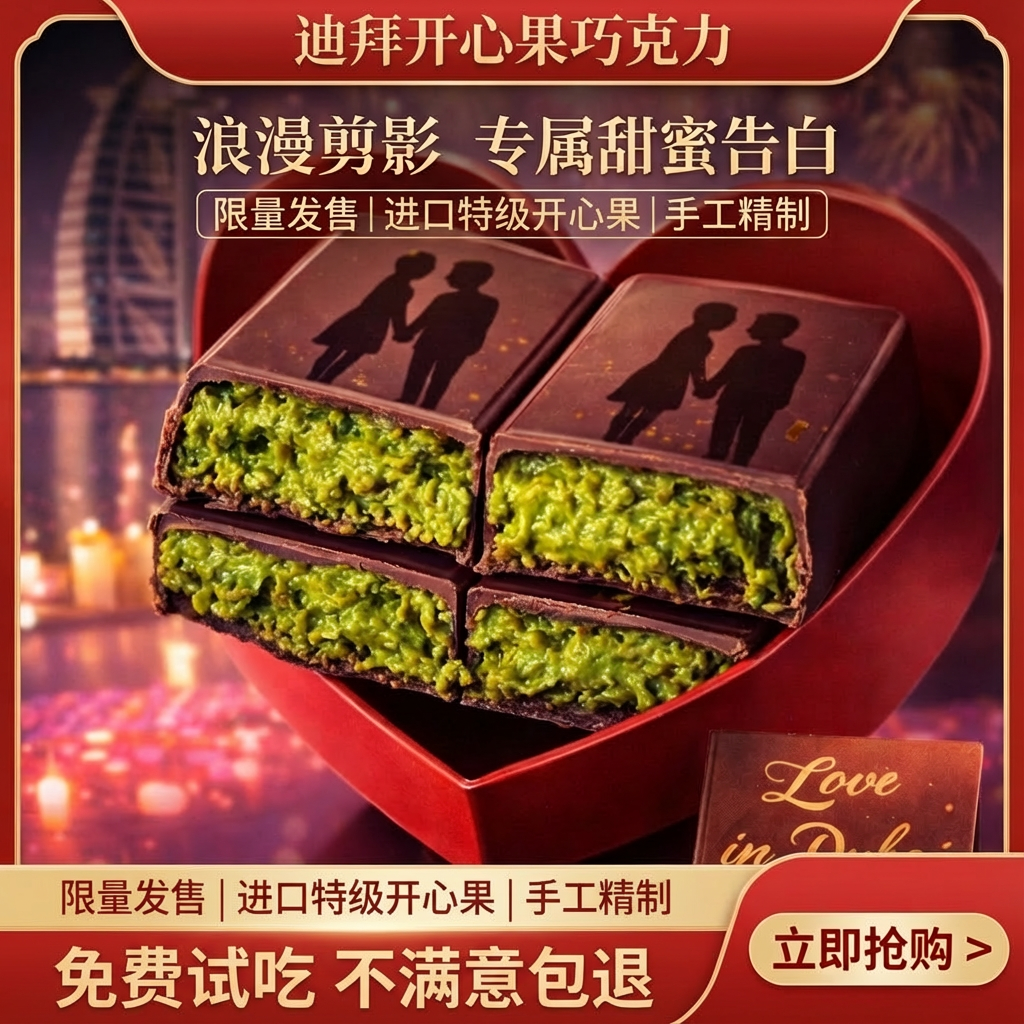 央妈推荐正版迪拜开心果巧克力旗舰店纯可可脂无添加原装进口年货