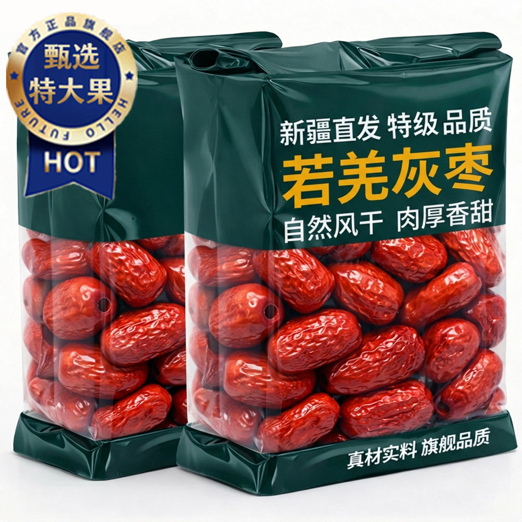 新疆特级若羌灰枣基地直发官方旗舰店原生态吊干灰红枣25新货5斤