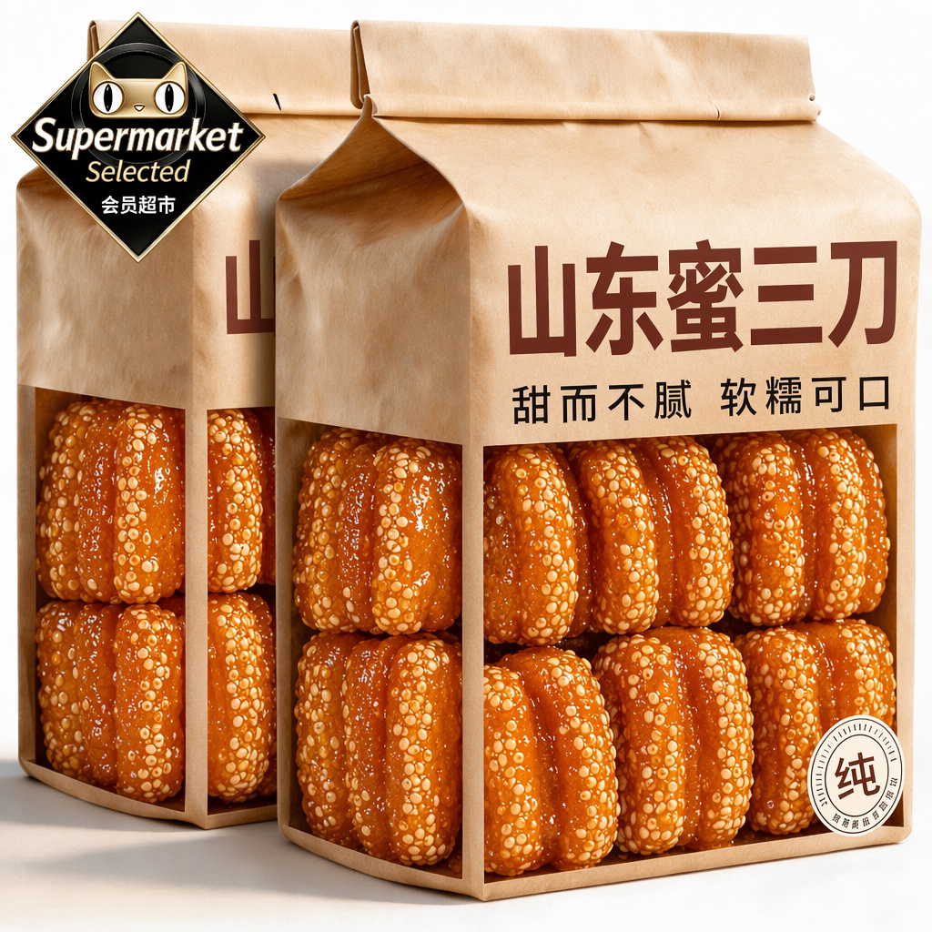 正宗山东特产蜜三刀传统老字号蜜麻条油零食小吃老式糕点心羊角蜜