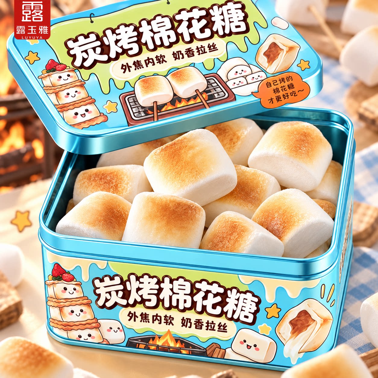 自嗨炉烤棉花糖套装官方旗舰店碳烤棉花糖大块DIY套装露营烧烤